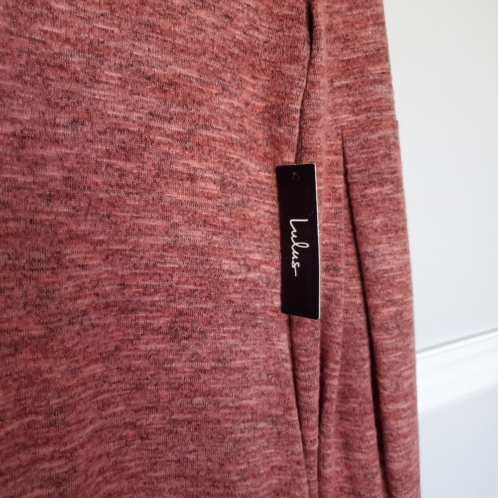 𝅺Lulu's Mattea Heathered Red Cowl Neck Midi Sweater Dress XS NWOT - Picture 13 of 16
